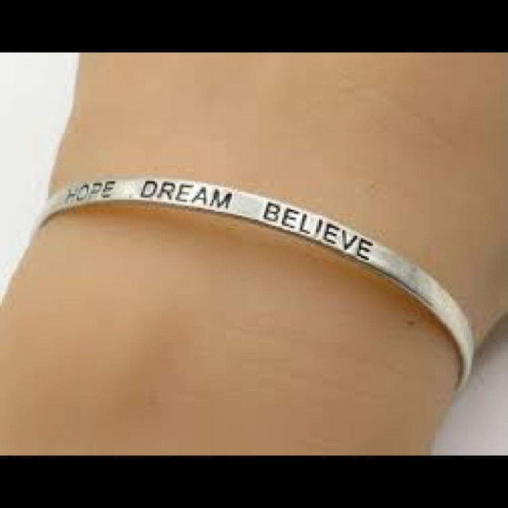 Hope Dream Believe Solid Sterling Silver Cuff - image 3